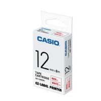 Casio XR-12WER1 標籤帶 12mm白底紅字