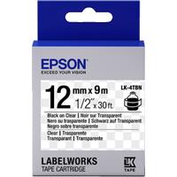 EPSON LK-4TBN  12mm  標籤帶-透明底黑字 C53S654012  for LW-300 400 600 700