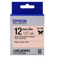EPSON LK-4JBK (12mm) 標籤帶-杏底黑字絲帶(C53S6544...