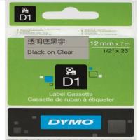 DYMO D1帶 12mm x 7M 膠質標籤 45010 (透明底黑字)