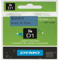 DYMO D1帶 12mm x 7M 膠質標籤 45016 (藍底黑字)