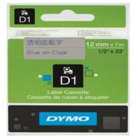 DYMO D1帶 12mm x 7M 膠質標籤 45011 (透明底藍字)