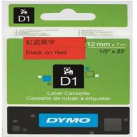 DYMO D1帶 12mm x 7M 膠質標籤 45017  紅底黑字