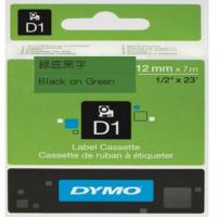 DYMO D1帶 12mm x 7M 膠質標籤 45019  綠底黑字