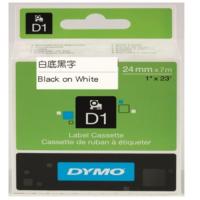 DYMO D1帶 24mm x 7M 膠質標籤 53713 (白底黑字)