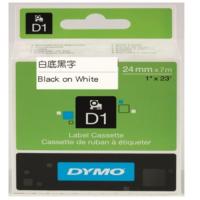 DYMO D1帶 24mm x 7M 膠質標籤 53713  白底黑字 