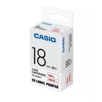 Casio XR-18WER1 標籤帶 18mm白底紅字
