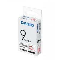 Casio XR-9WER1 標籤帶 9mm白底紅字