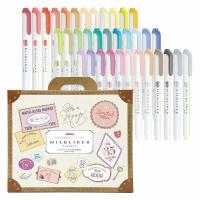 【限定】ZEBRA MILDLINER雙頭柔性螢光筆 35色旅行箱套裝