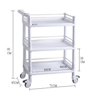 三層全塑膠料手推車 中號 長71 X 濶45 X 高95CM 醫療手推車 美容院手推車