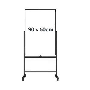 60X90cm 直式H型 雙面鋁邊磁性白板連可旋轉腳架